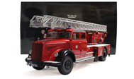 奔驰L6600 1950年奔驰云梯消防车 合金消防车模 迷你切1:18 红色