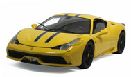 精细版FERRARI法拉利458SPECIALE  汽车模型 风火轮 1:18 黄色BLY32